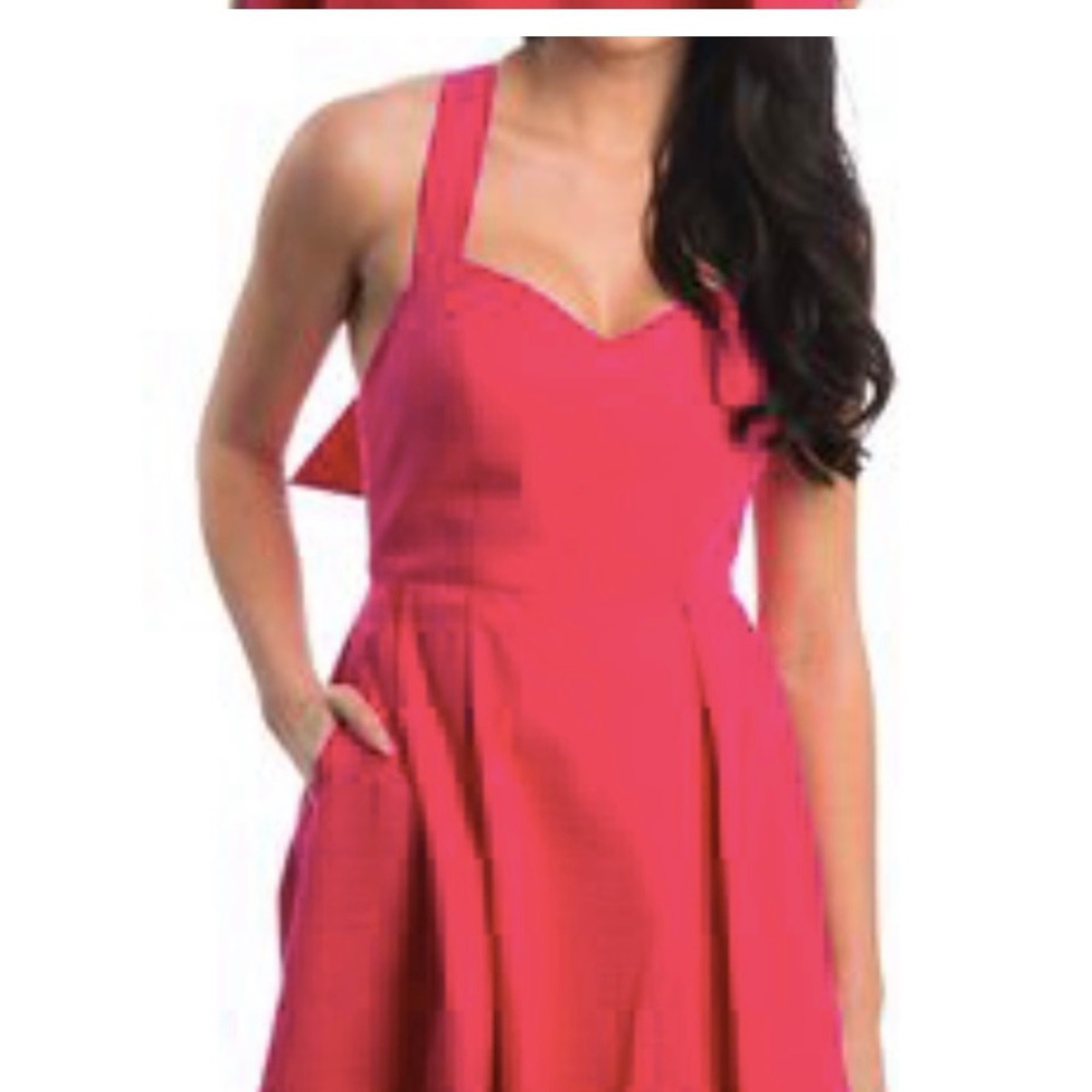 Lauren James hot pink raspberry seersucker bow dress xs Lauren James